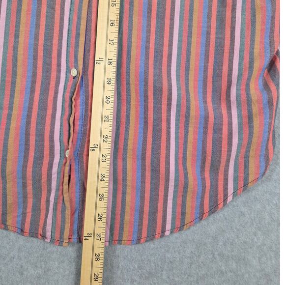 Madewell Top Womens Size Small Courier Button-Back Shirt Rainbow Stripe V Neck - Picture 14 of 15